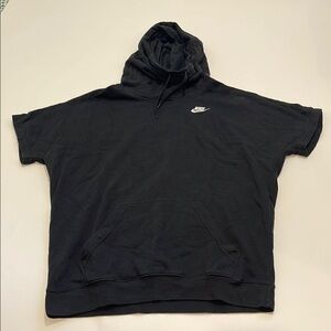 Nike Black Relaxed Fit Sweater with Funnel Neck and Hood